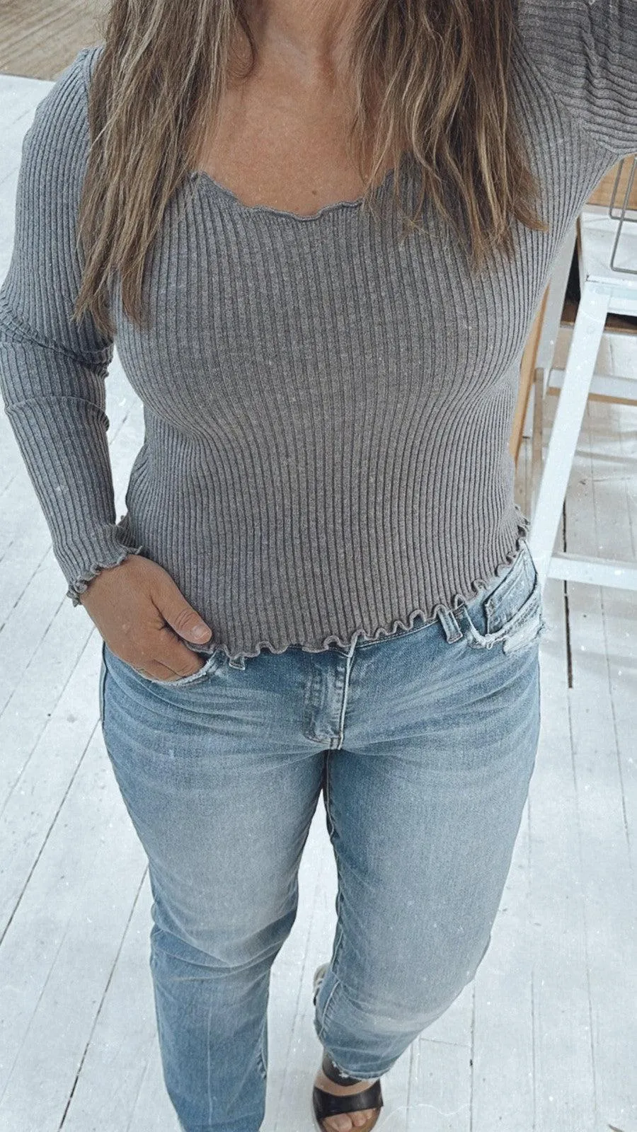 Adele Knit Sweater in Charcoal