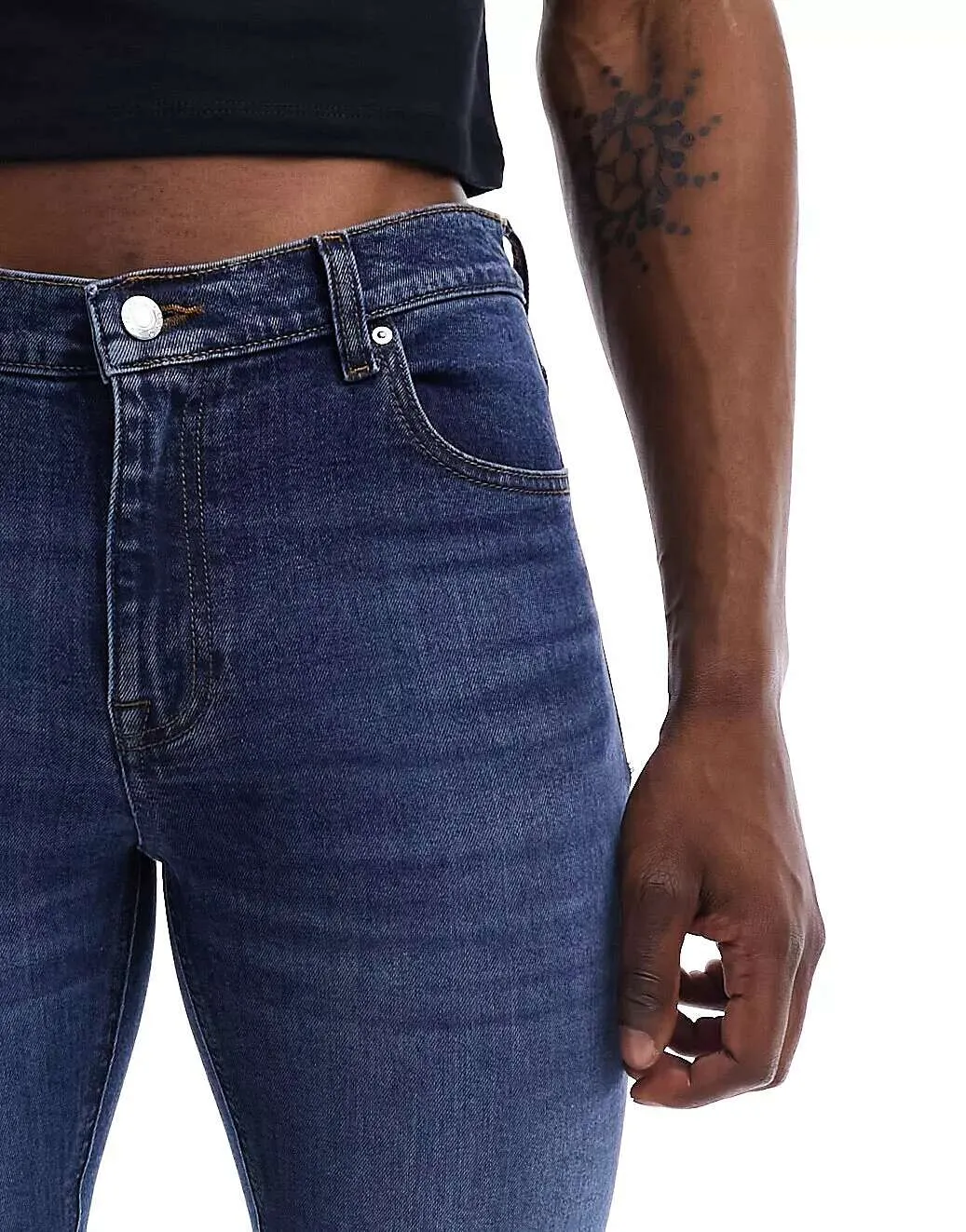 ASOS Stretch Flare Jeans In Navy