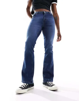 ASOS Stretch Flare Jeans In Navy