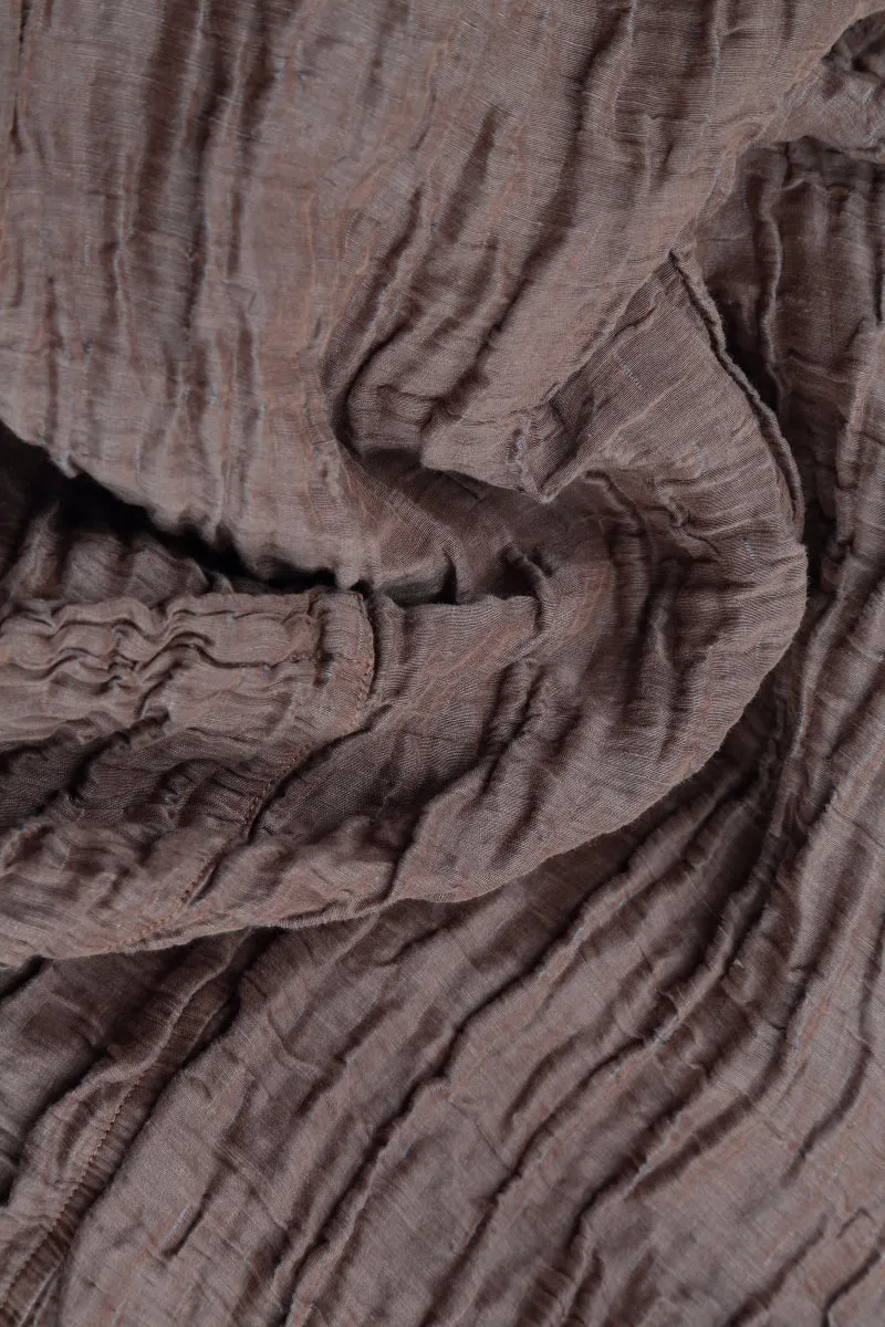 Asymmetric Crinkled Truffle Silk Linen Tunic