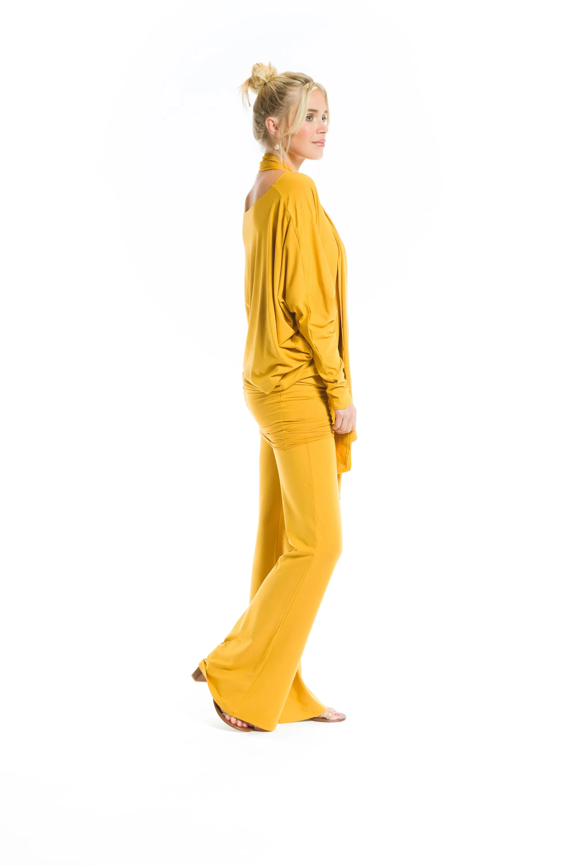 BAMBOO RAGLAN TOP WITH SCARF TIBETAN YELLOW