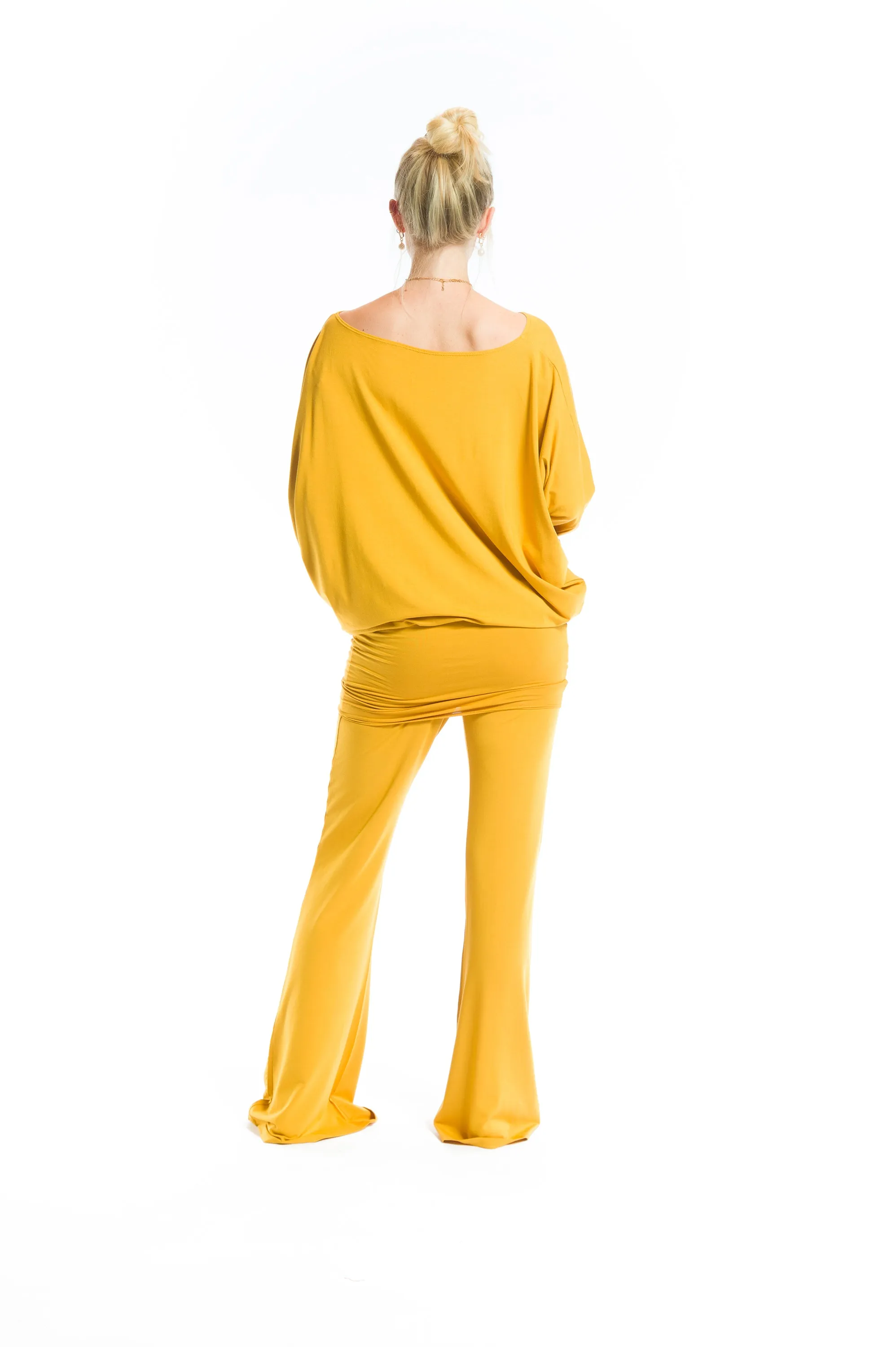BAMBOO RAGLAN TOP WITH SCARF TIBETAN YELLOW