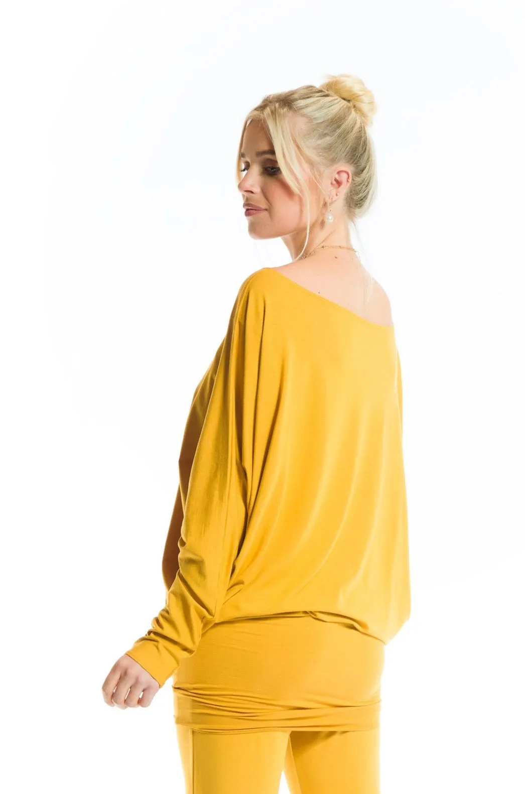 BAMBOO RAGLAN TOP WITH SCARF TIBETAN YELLOW