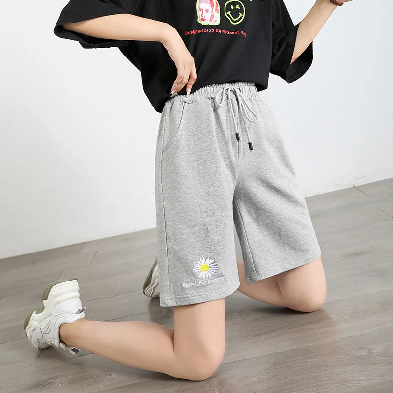 Bermuda Shorts Women Summer High Waist Loose Thin Trendy Casual Straight Black Pants Bermuda Shorts