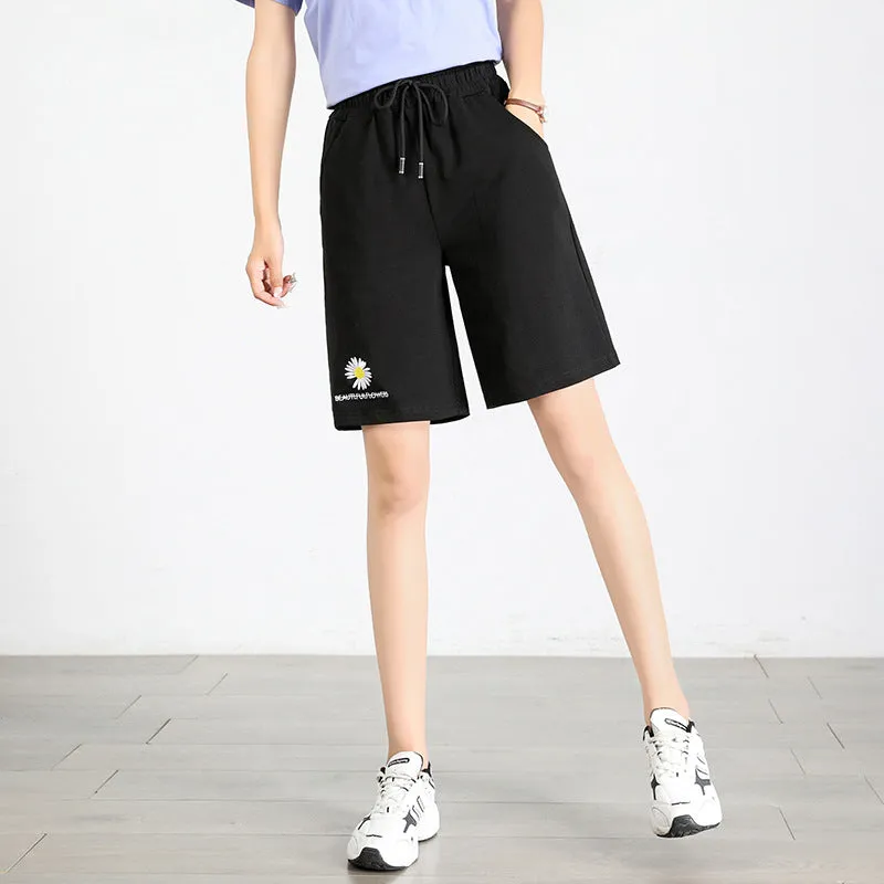 Bermuda Shorts Women Summer High Waist Loose Thin Trendy Casual Straight Black Pants Bermuda Shorts
