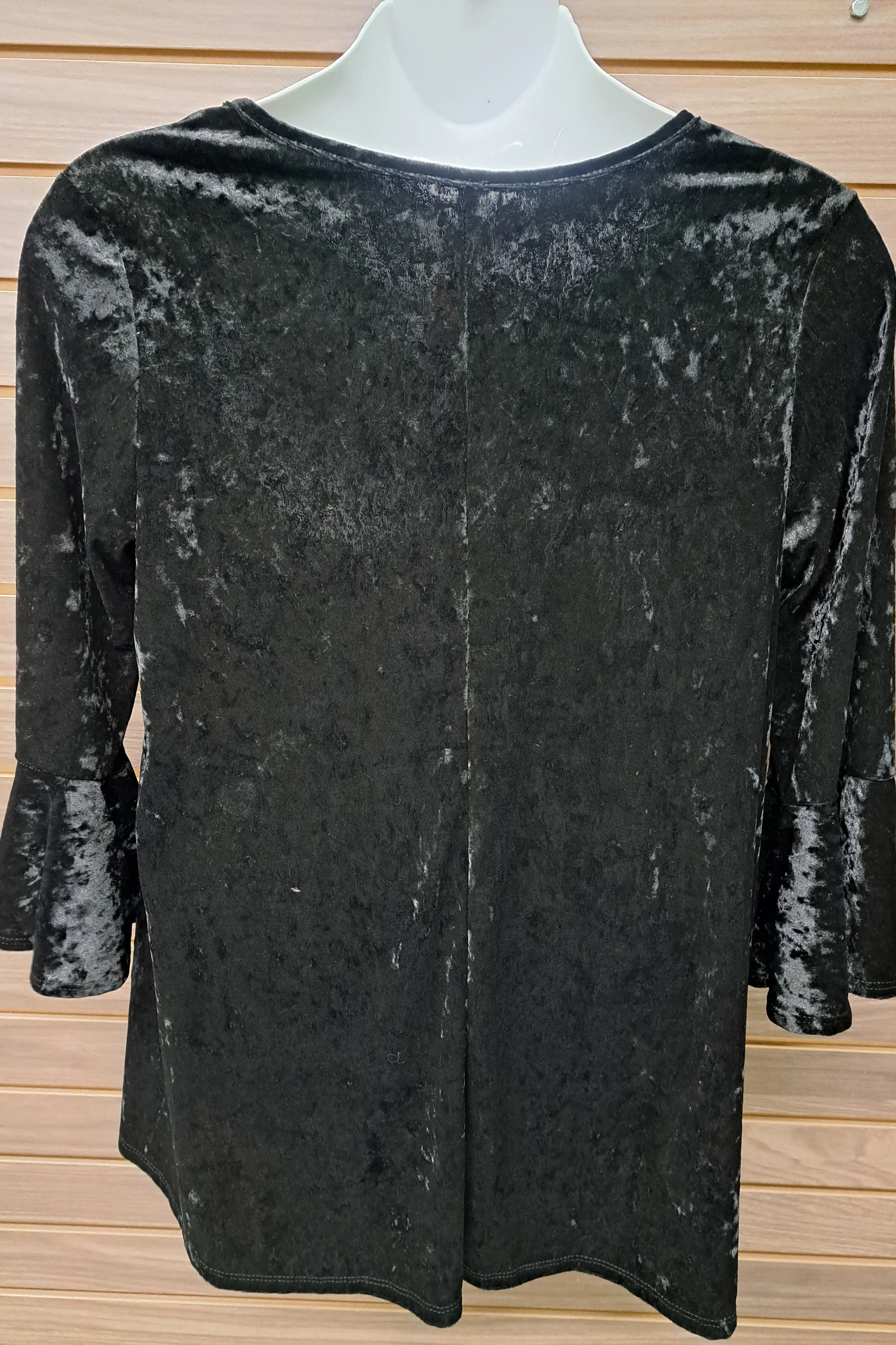 Blank Velour Cage Neck Bell Sleeve Top