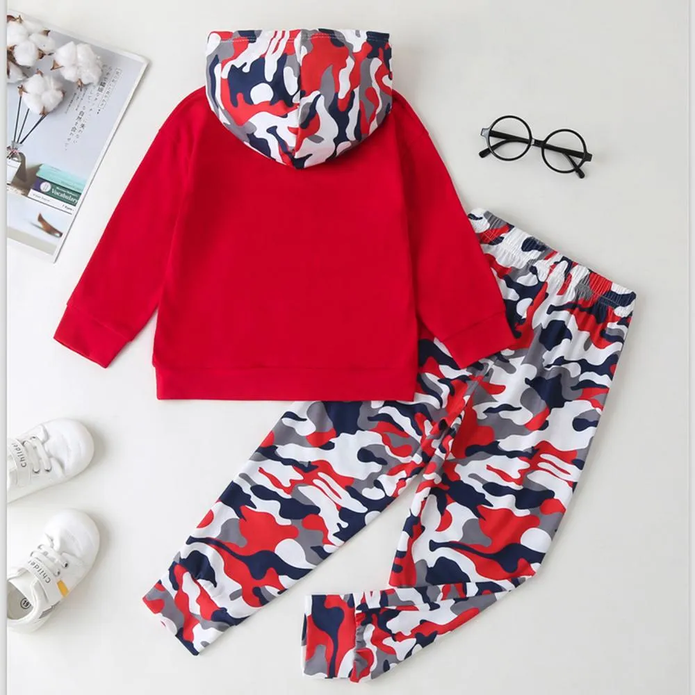 Boys Camo Long Sleeve Hooded Fashion Top & Pants Boy Boutique Clothing Wholesale