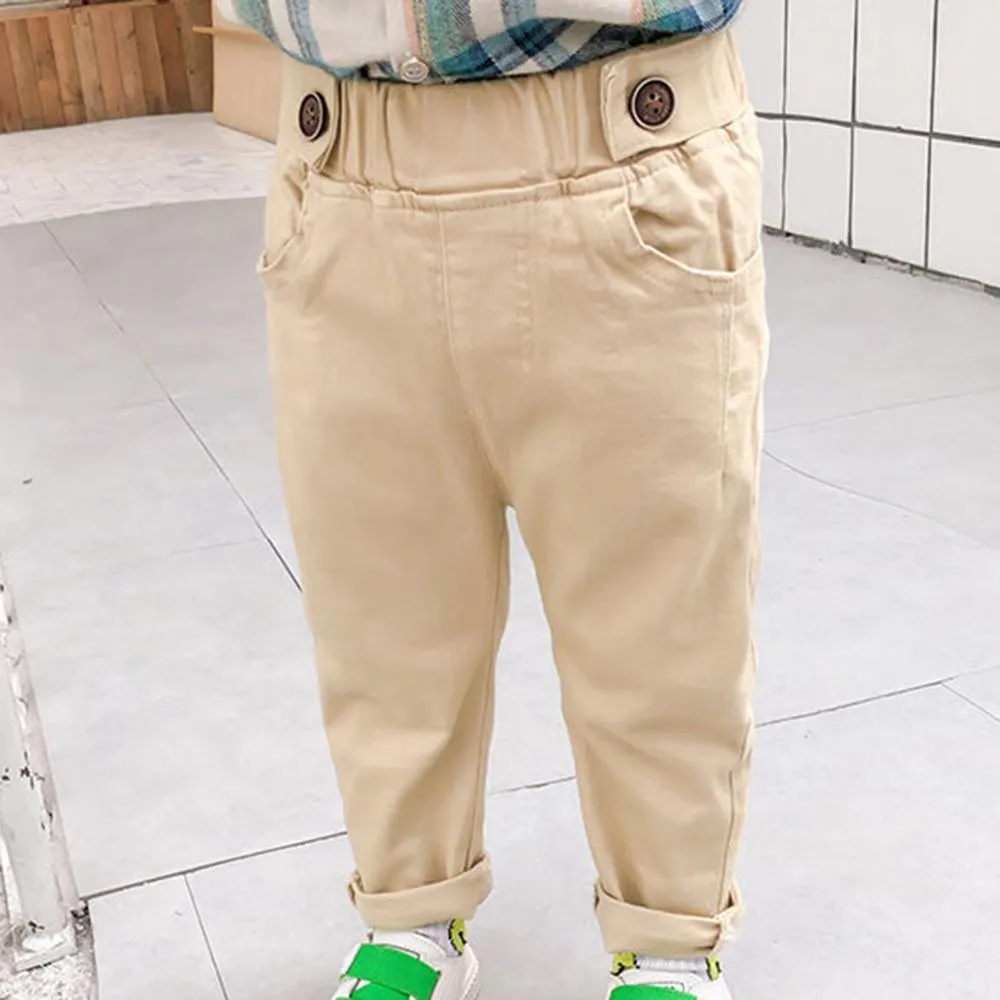 Boys Solid Color Pocket Casual Pants Wholesale Boys Clothing Suppliers