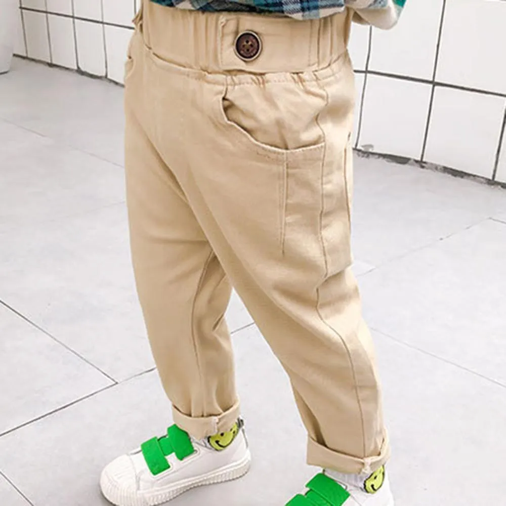 Boys Solid Color Pocket Casual Pants Wholesale Boys Clothing Suppliers
