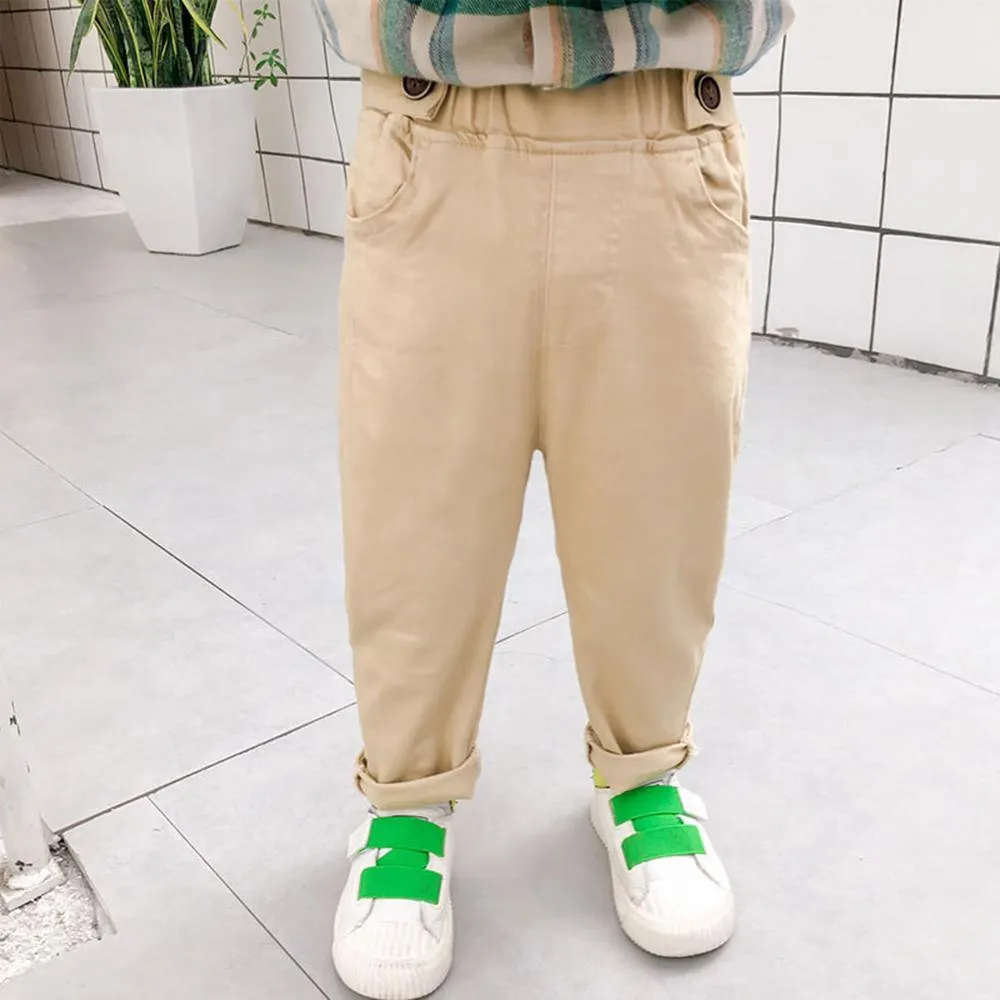 Boys Solid Color Pocket Casual Pants Wholesale Boys Clothing Suppliers