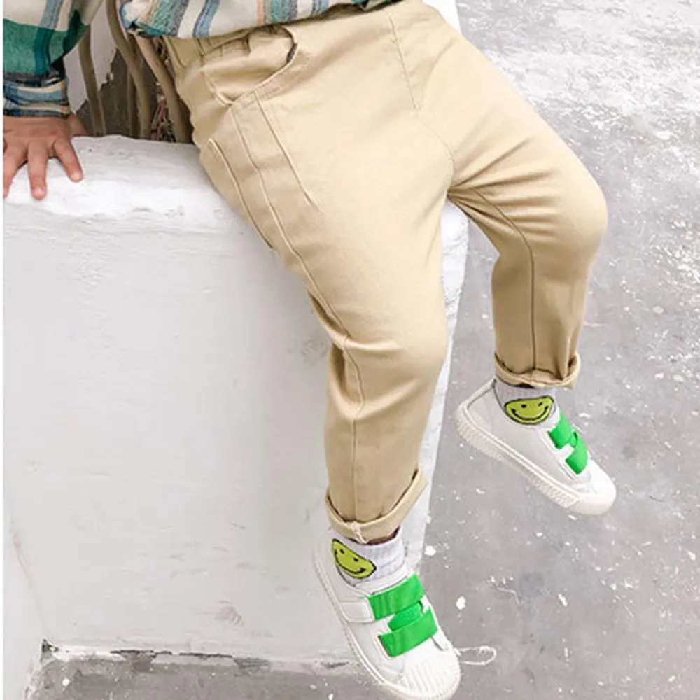 Boys Solid Color Pocket Casual Pants Wholesale Boys Clothing Suppliers