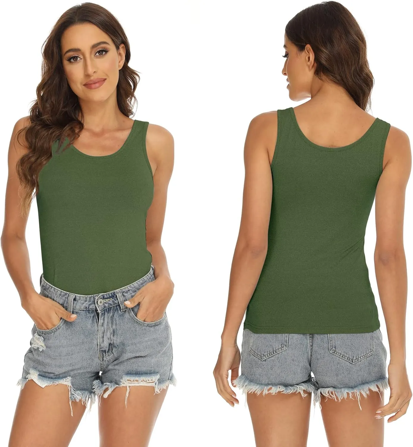 BQTQ 5 Pcs Basic Tank Tops for Women Undershirt Tank Top Sleeveless Under Shirts