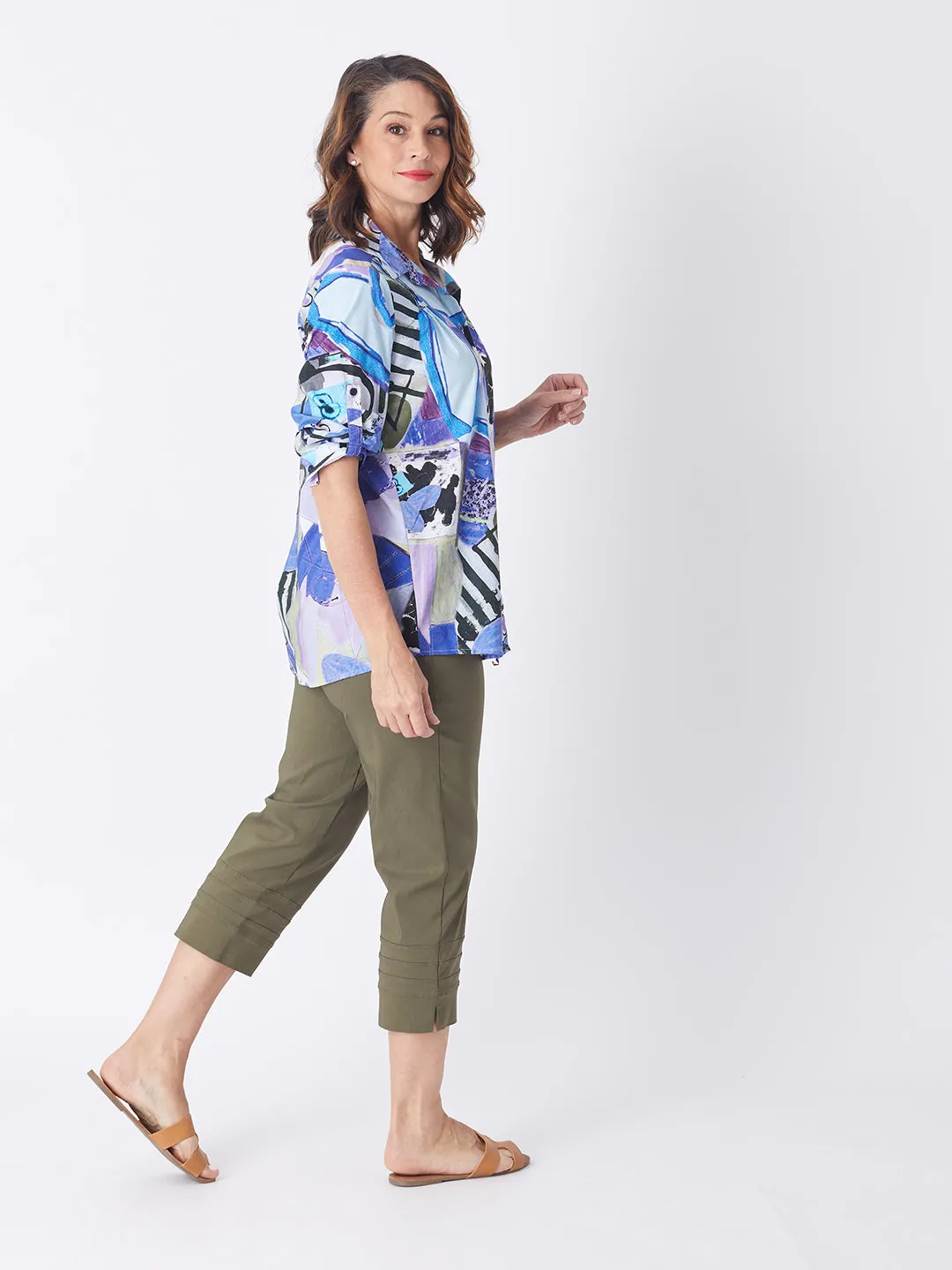 Button 3/4 Length Bengaline Pant - Khaki 24493-SC