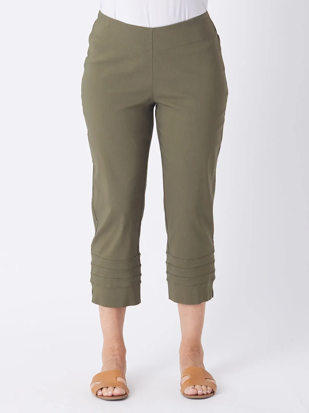 Button 3/4 Length Bengaline Pant - Khaki 24493-SC