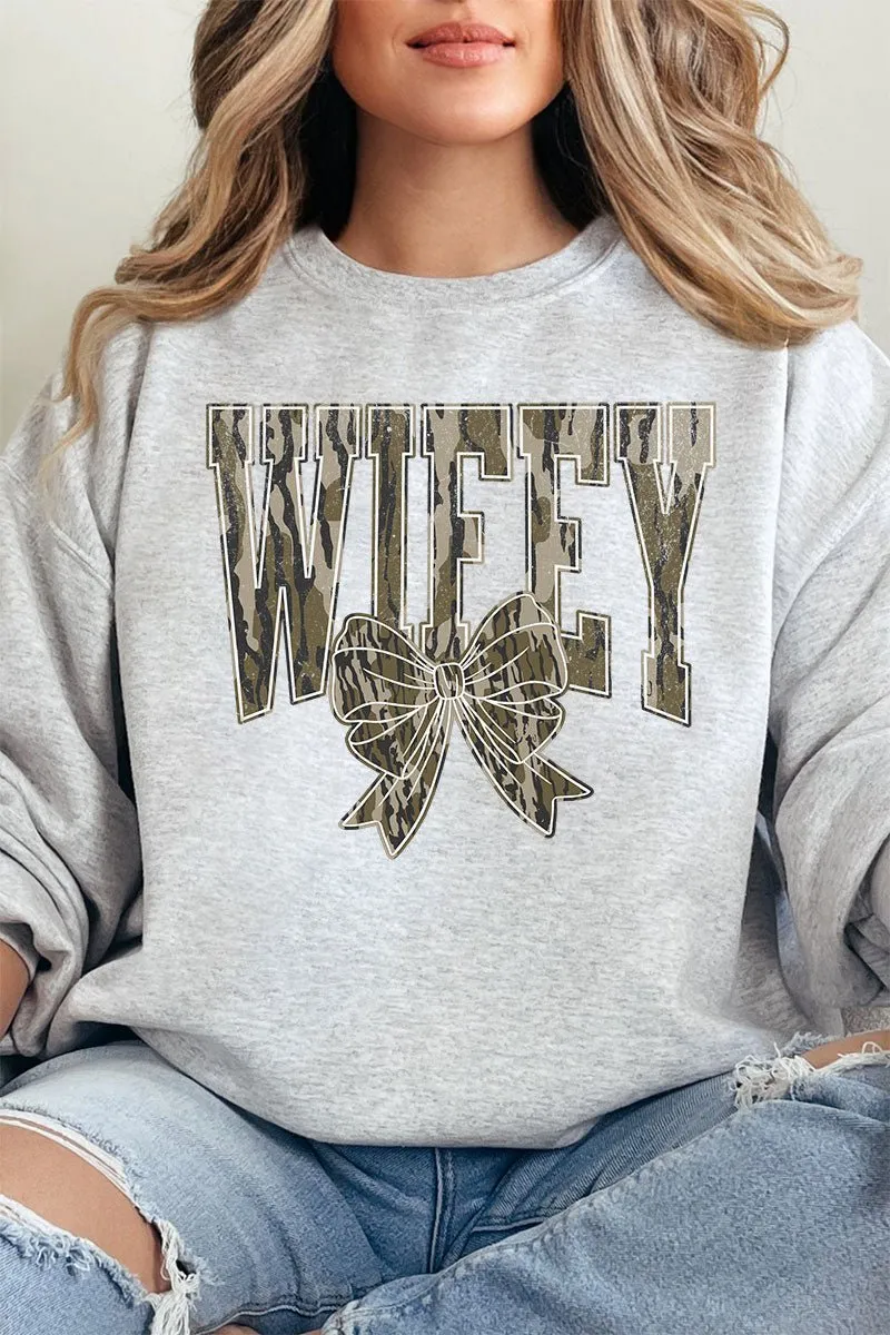 Camo Wifey Coquette Heavy-weight Crew Sweatshirt