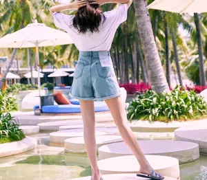 Classic High Waist Denim Short