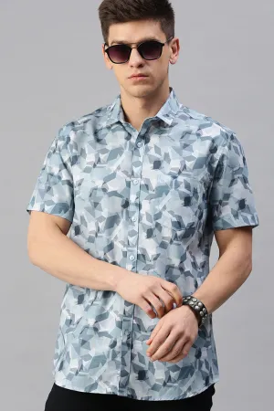 Classic Polo Men's Cotton Half Sleeve Printed Slim Fit Polo Neck Multicolur Woven Shirt | So1-31 D