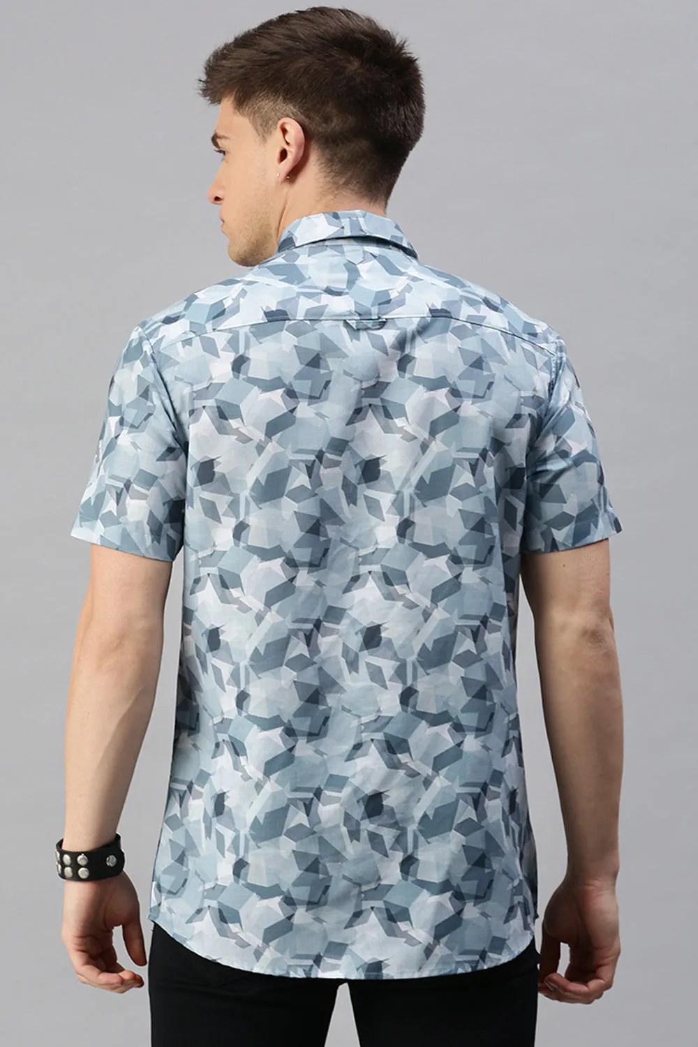 Classic Polo Men's Cotton Half Sleeve Printed Slim Fit Polo Neck Multicolur Woven Shirt | So1-31 D
