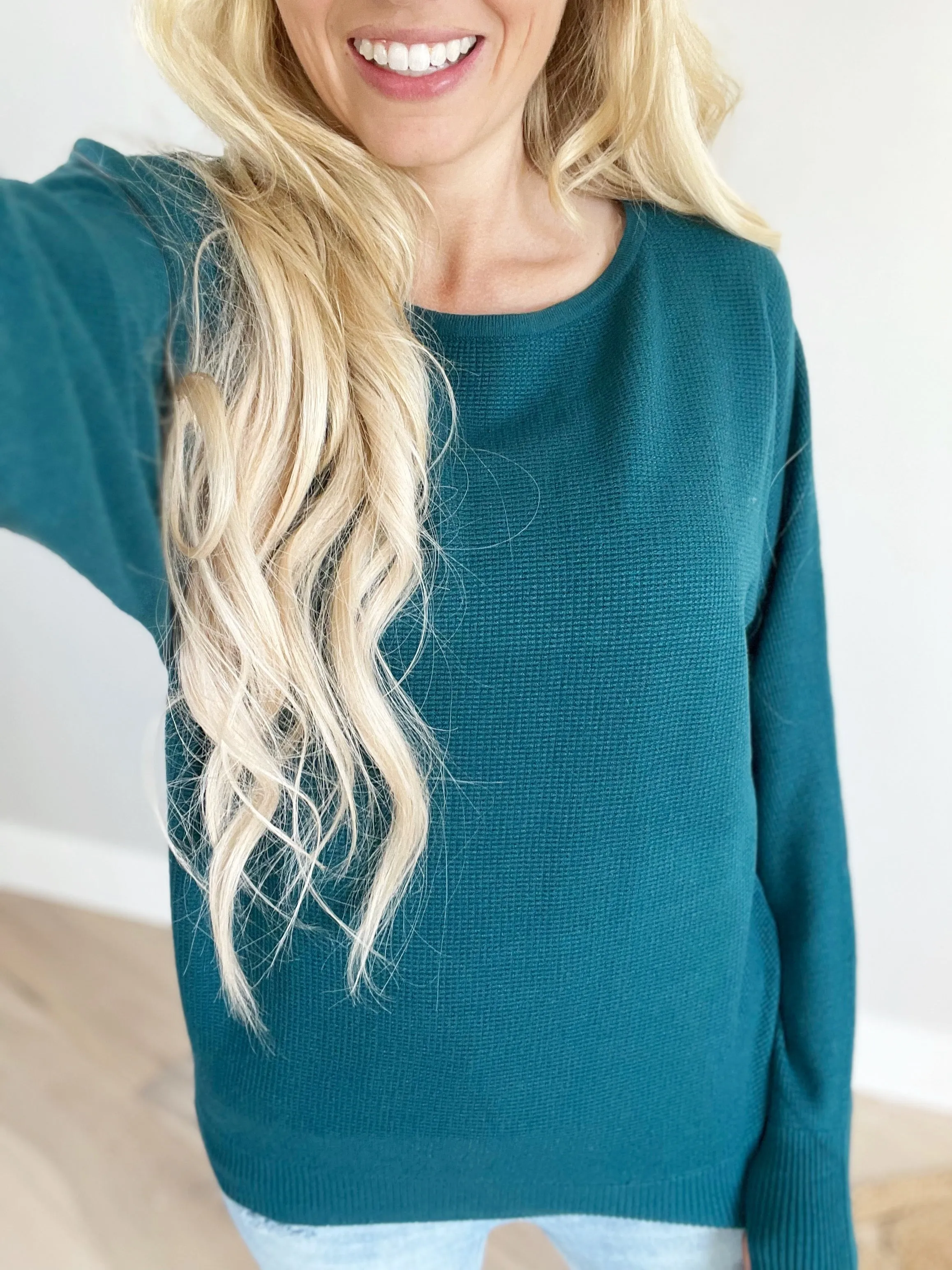 Come On Home Pullover Sweater in Dark Jade