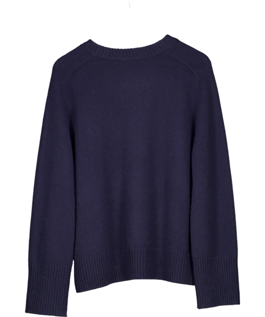 cos Navy Blue 100% Cashmere Jumper With Rib Detail UK S/M