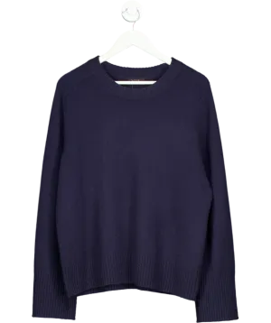 cos Navy Blue 100% Cashmere Jumper With Rib Detail UK S/M