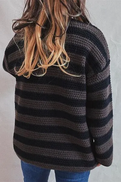 Cozy Era Striped Boat Neck Tunic Sweater