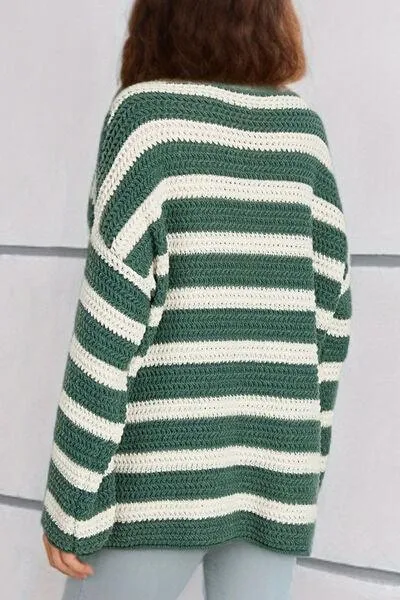 Cozy Era Striped Boat Neck Tunic Sweater