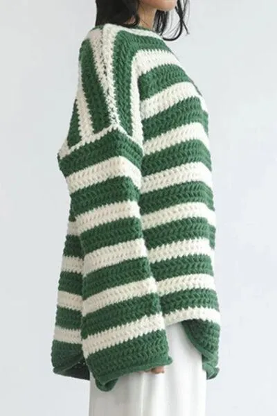 Cozy Era Striped Boat Neck Tunic Sweater