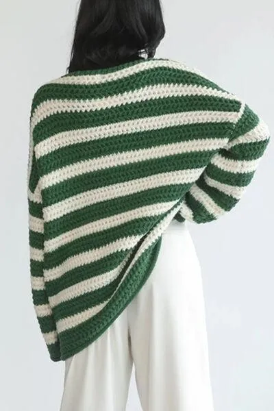 Cozy Era Striped Boat Neck Tunic Sweater