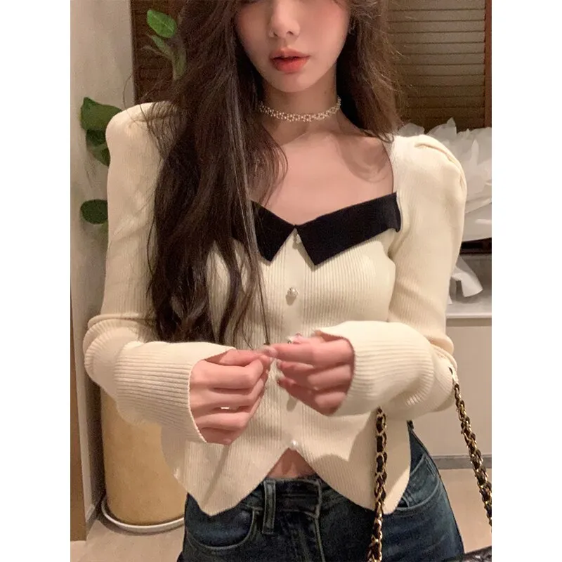 deanwangkt Vintage Knitted Sweater Women Outwear Casual Long Sleeve Slim Pullover Female Y2k Clothing Korea Style Blouse  Winter