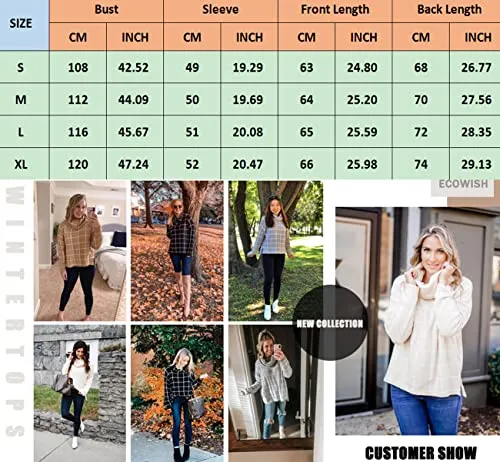 ECOWISH Pullover Turtleneck Sweater