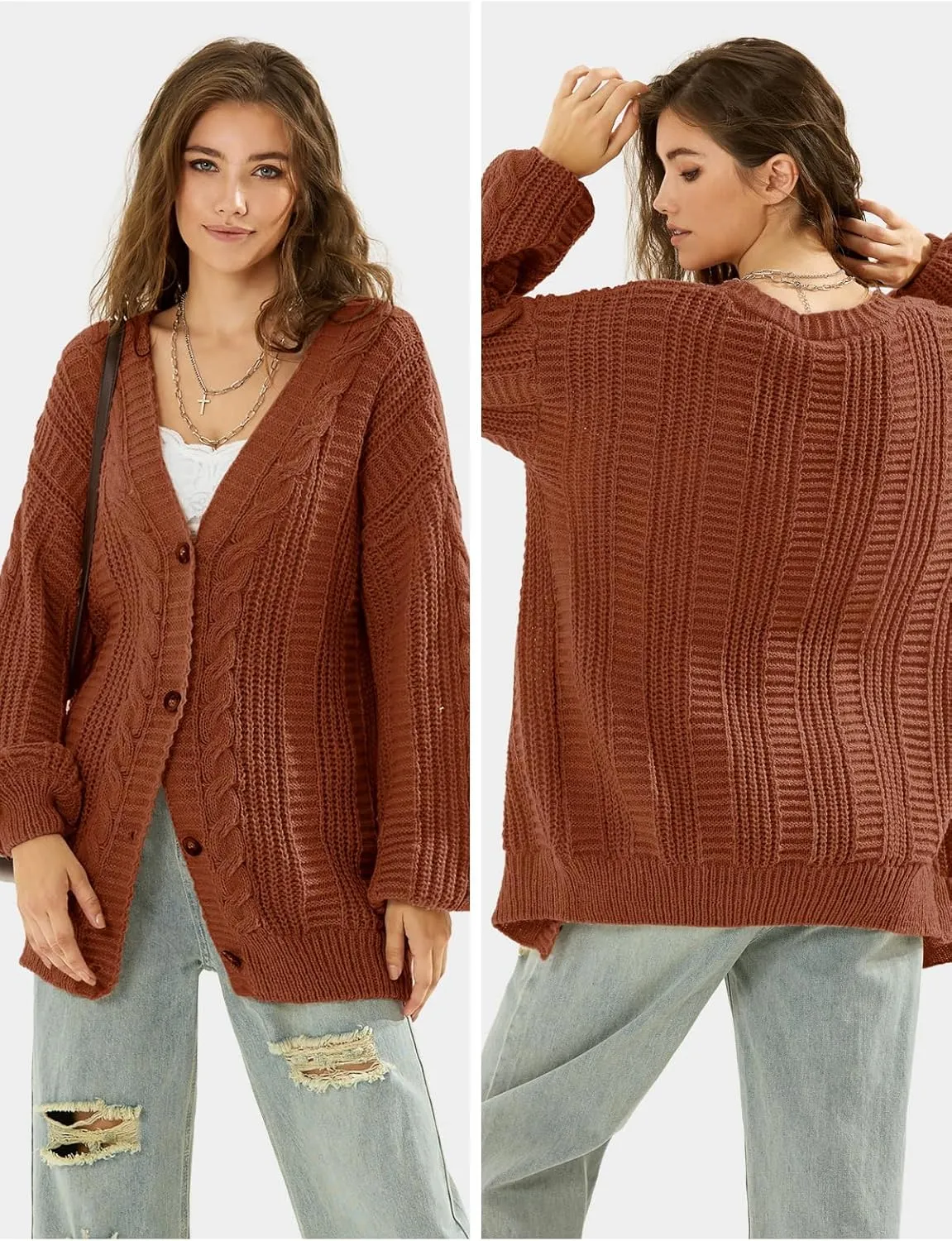 EXLURA Womens 2025 Oversized Cardigan Sweaters Fall Winter Lightweight Soft Knit Cardigan Open Front Button Outwear Coats