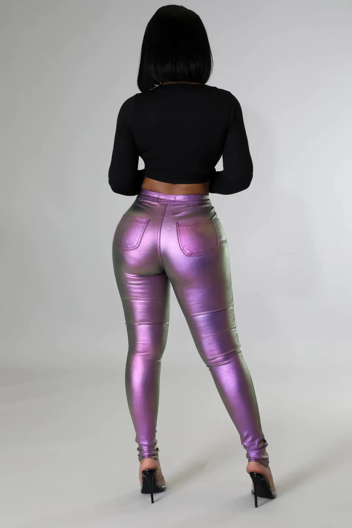 Expensive Views Anny Metallic Purple Pants