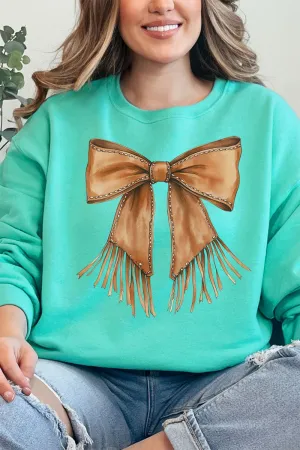 Faux Leather Fringe Bow Unisex NuBlend Crew Sweatshirt
