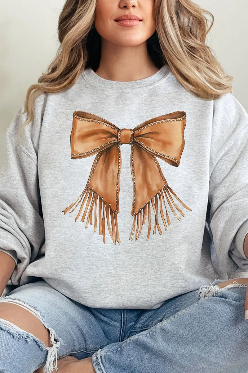 Faux Leather Fringe Bow Unisex NuBlend Crew Sweatshirt