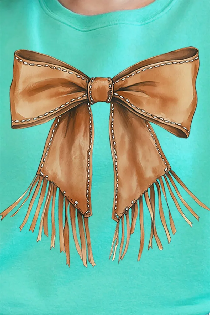 Faux Leather Fringe Bow Unisex NuBlend Crew Sweatshirt