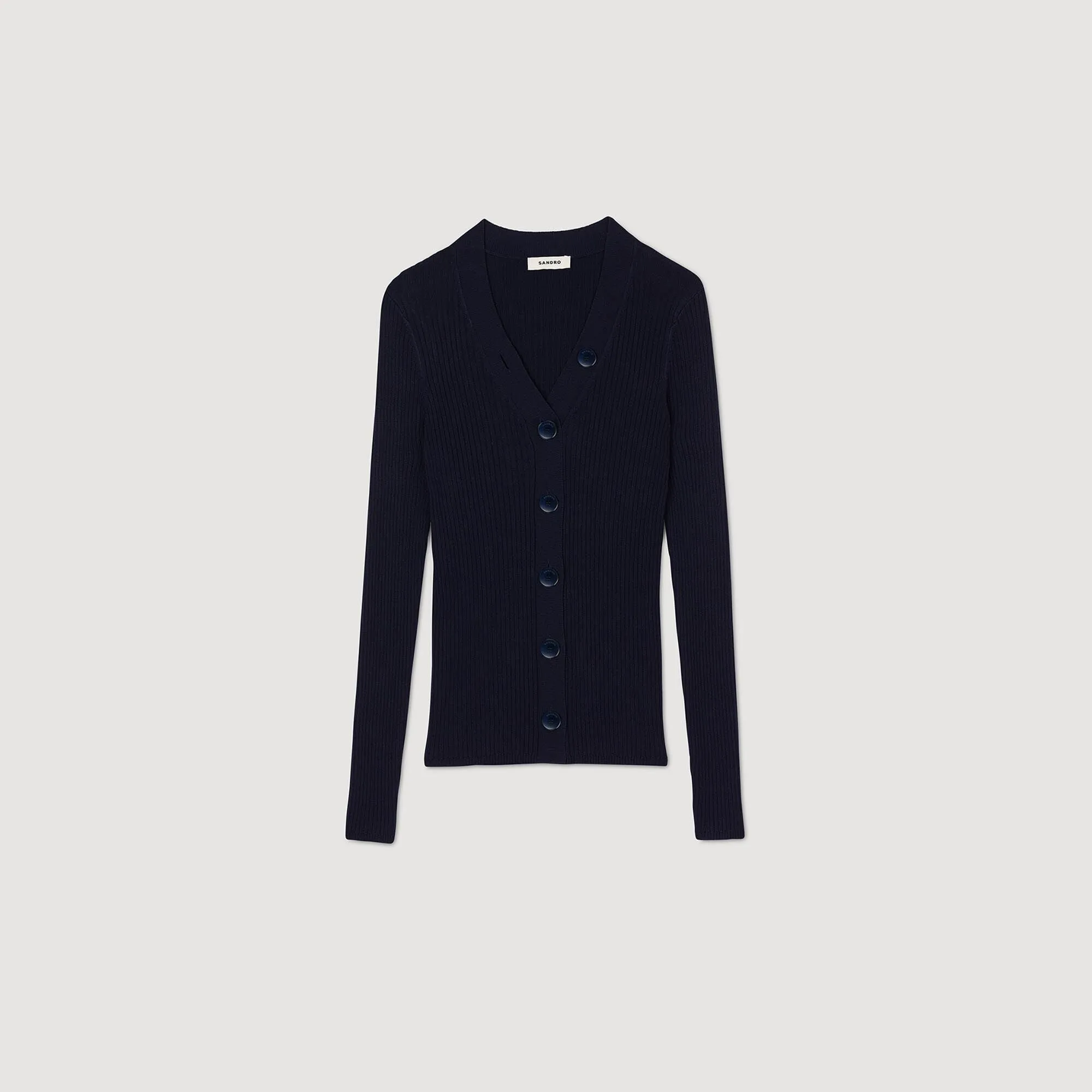 Gabrielle Rib Knit Cardigan Navy Blue