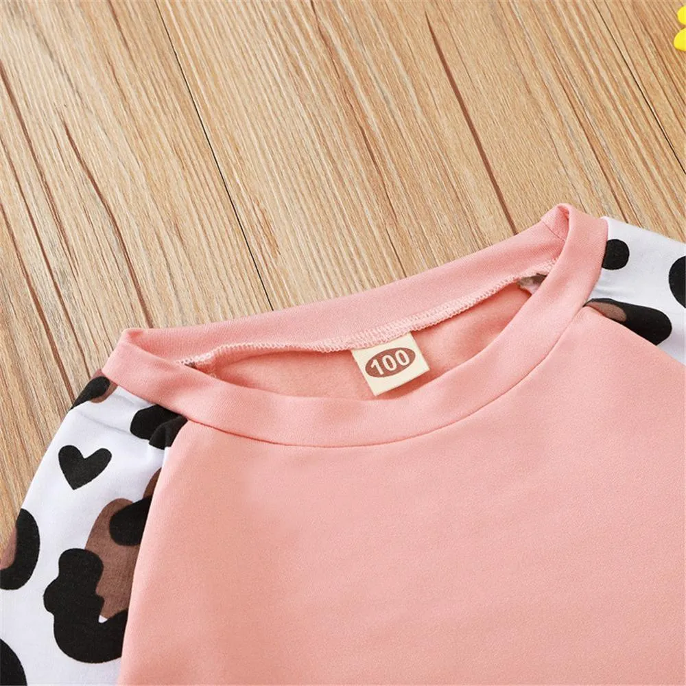 Girls Pink Leopard Long Sleeve Top & Pants Wholesale Little Girl Clothing