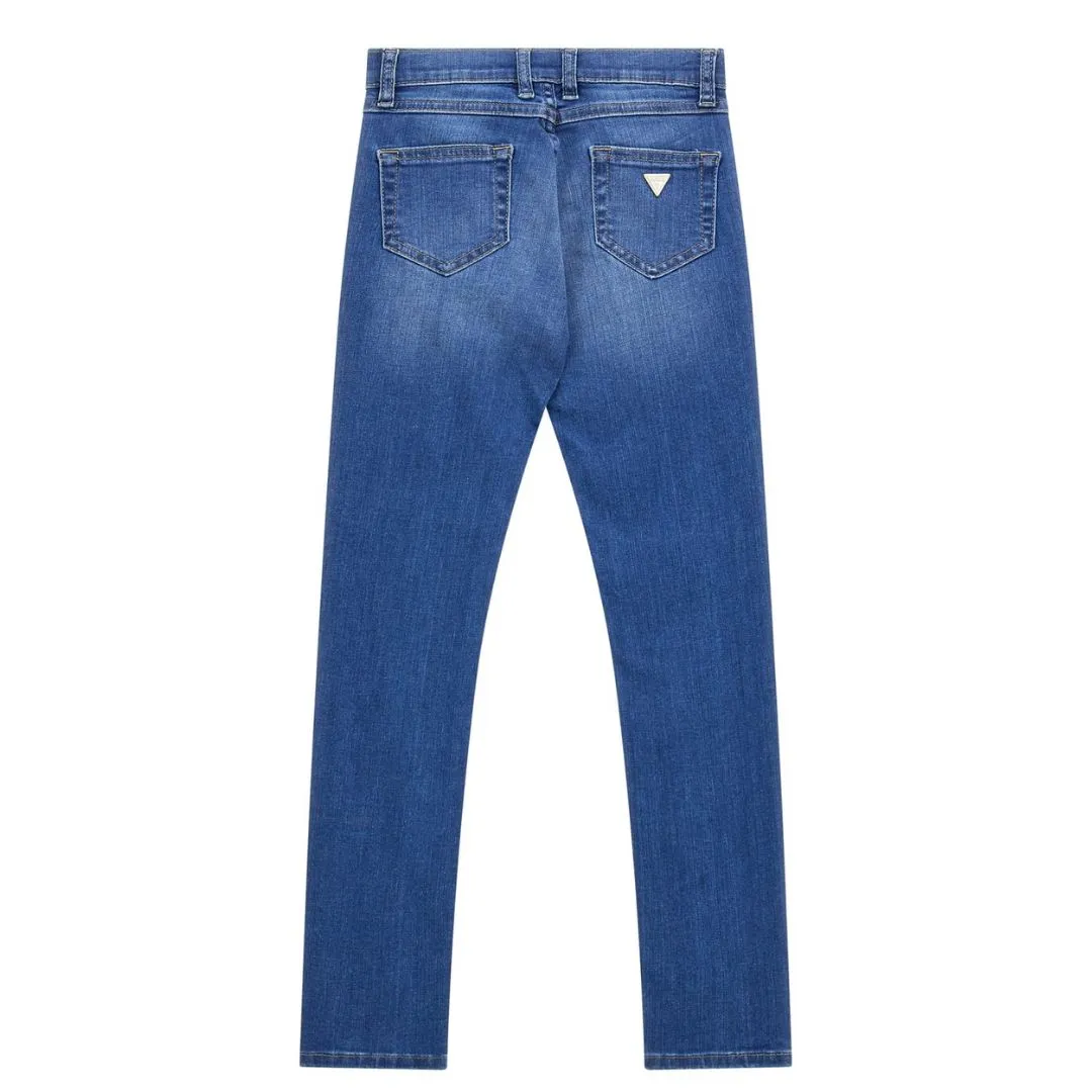 Girls Skinny Diamante Logo Jeans