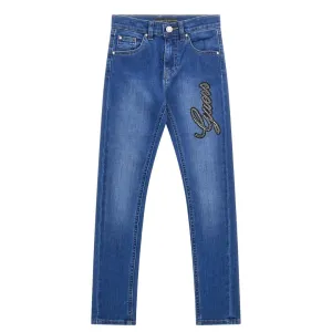 Girls Skinny Diamante Logo Jeans