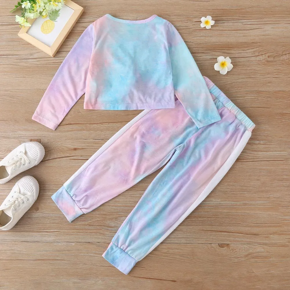 Girls Tie Dye Long Sleeve Casual Top & Pants Toddler Girls Wholesale