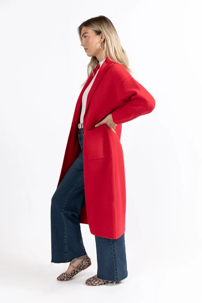Go Where You Choose Red Long Cardigan SALE
