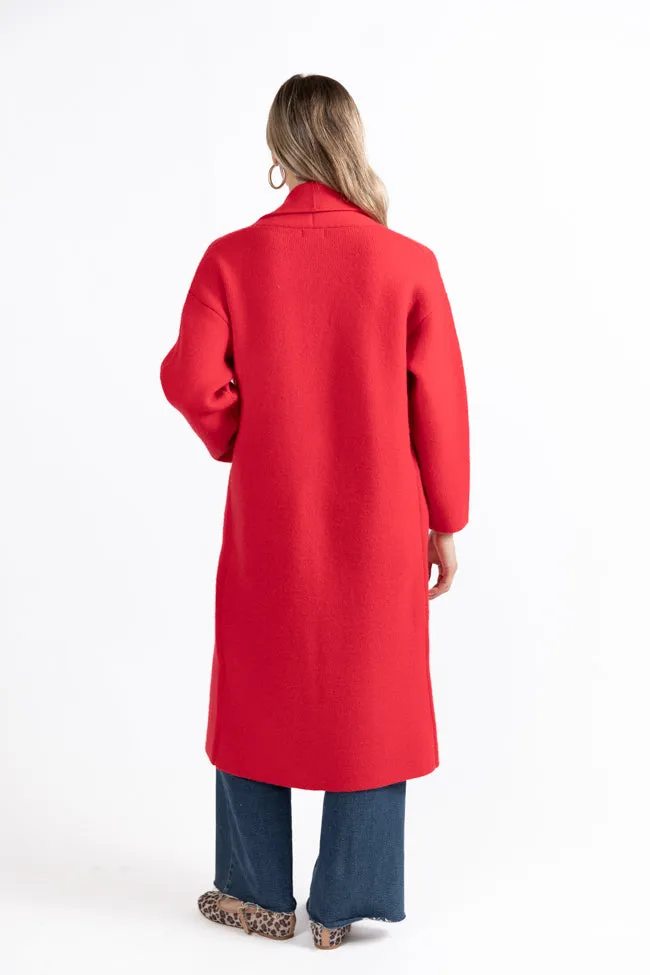 Go Where You Choose Red Long Cardigan SALE