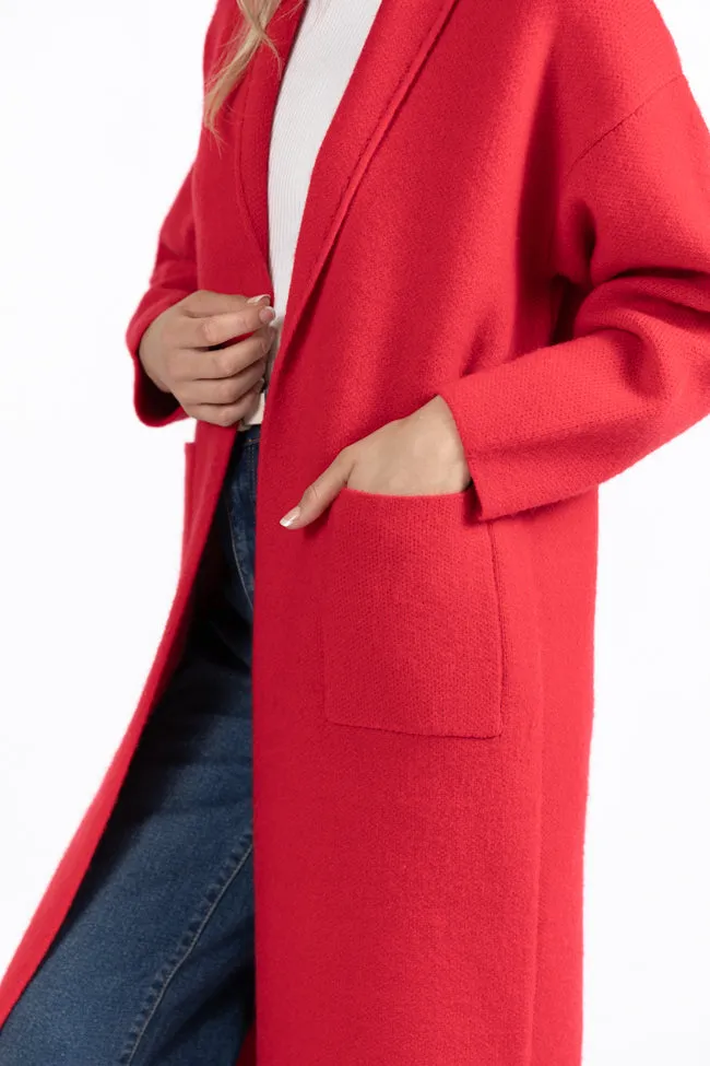 Go Where You Choose Red Long Cardigan SALE