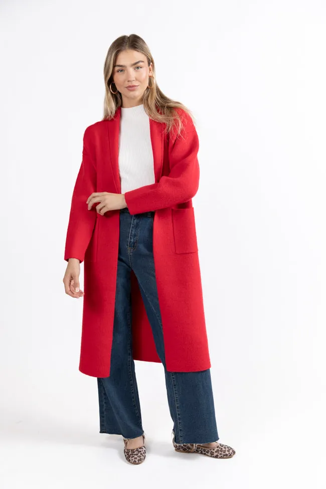 Go Where You Choose Red Long Cardigan SALE