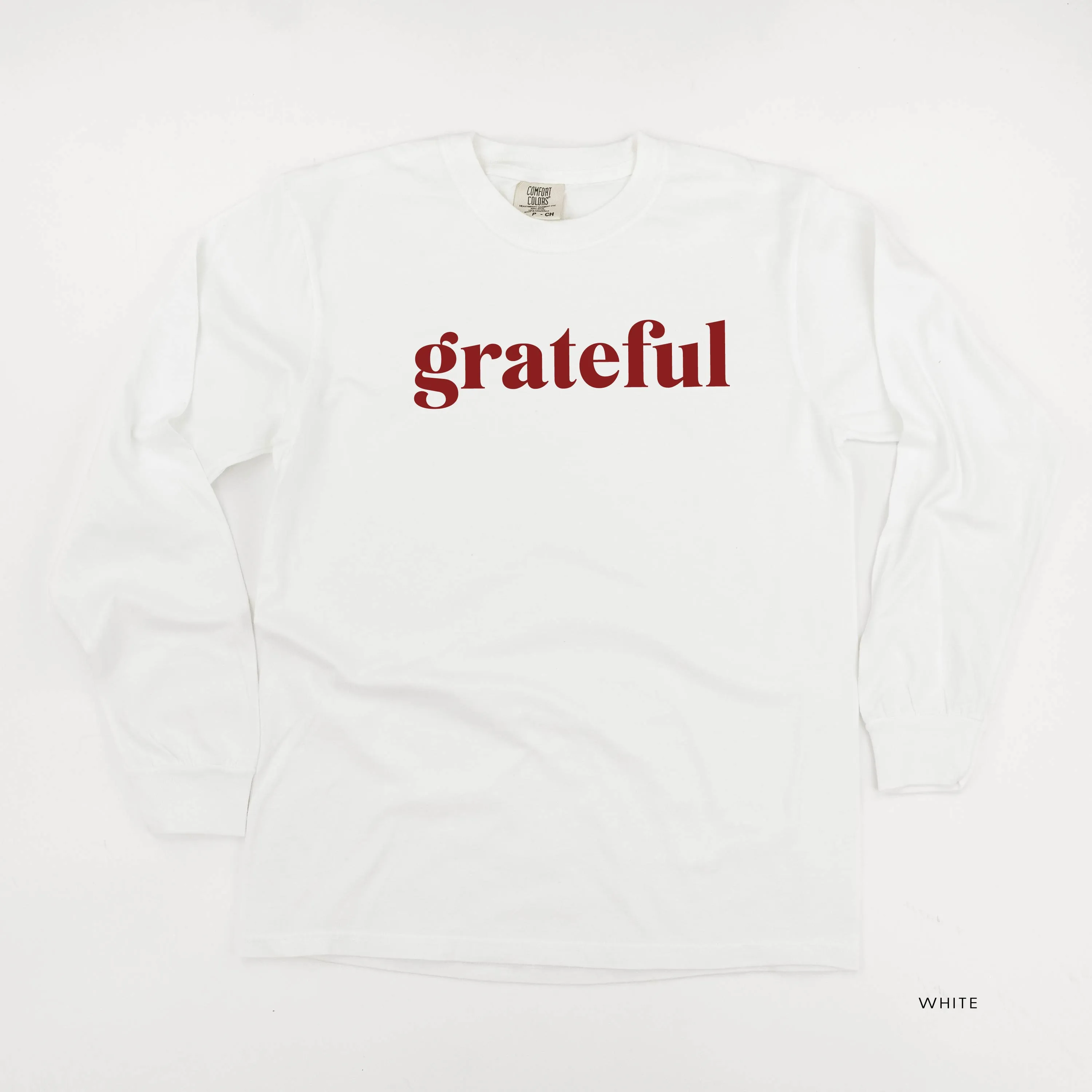 Grateful (block) - Maroon Design - LONG SLEEVE COMFORT COLORS TEE