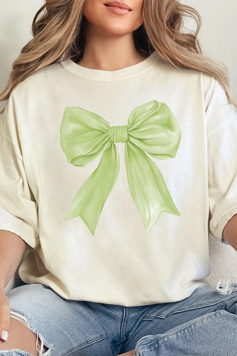 Green Watercolor Bow Comfort Colors Adult Ring-Spun Cotton Tee