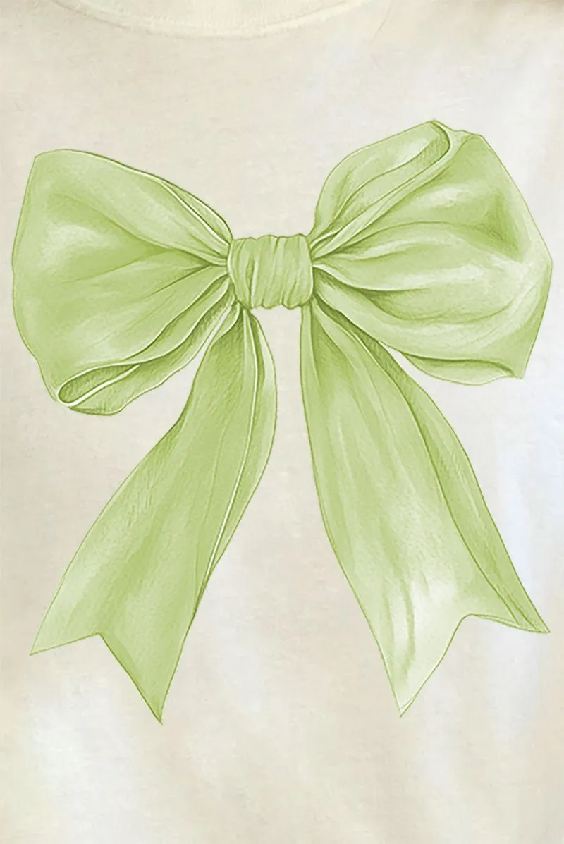 Green Watercolor Bow Comfort Colors Adult Ring-Spun Cotton Tee