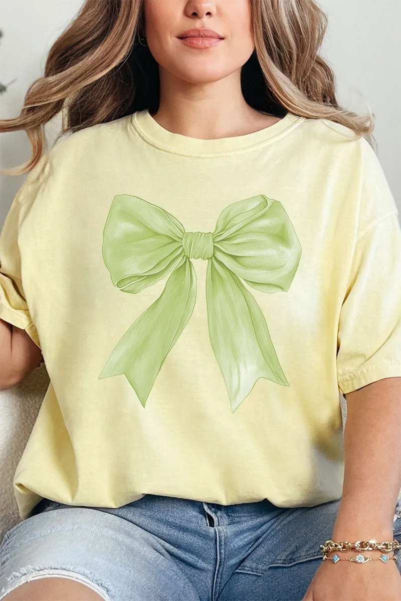 Green Watercolor Bow Comfort Colors Adult Ring-Spun Cotton Tee