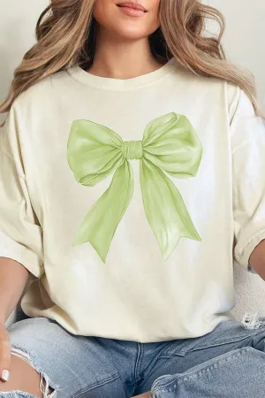 Green Watercolor Bow Comfort Colors Adult Ring-Spun Cotton Tee